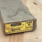 Pair Vtg Stanley Hinges Bonderized Prime Coat Butts 242 3-1/2 Orig Box. Fixed Price $25.00.