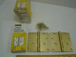 One Set Of Stanley 4" (101MM) Satin Brass Finish Steel Door Hinges 08-3400 Nib. Fixed Price $9.57.