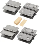 Glass Door Hinges Adjustable Double Clamp Fits For 5-6MM(0.2"-0.24") Thick. Fixed Price $23.44.