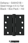 Deltana S44HD1B Heavy Duty Square Door Hinge, Flat Black, 4" X Lot Of 9 Ps. Fixed Price $70.00.