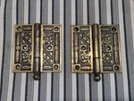 Antique Eastlake Brass Door Hinges 1/2"X3 Ornate Victorian Pair Ball Tip. Fixed Price $69.95.