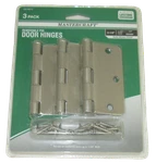 3 Mastercraft Door Hinges 1/2" 1/4" Satin Nickle Finish Round Removable Pin. Fixed Price $9.99.