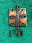 One Japanned Finished Steel 3 1/2" Ball Top Door Hinge & Screws, Free S/h. Fixed Price $19.00.