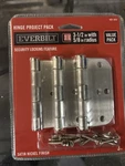 Pack Everbilt Security Door Hinge Satin Nickel 3-1/2" X 5/8" Radius 481 003. Fixed Price $7.85.