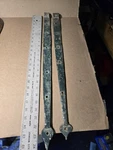 Large Antique 1800S Strap Hinges Wrought Iron Door Hardware 24.5" & 23.5". Fixed Price $59.87.