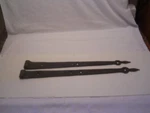 Pair Of Antique Hand Forged Iron Barn Door Strap Hinges 17" & 18.5". Fixed Price $25.00.