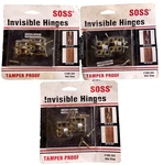 New Soss Invisible Concealed Hinges #100C-US4 Satin Brass Tamper Proof 1992 LOT3. Fixed Price $52.27.