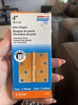 Pair Of 4" National Satin Brass Finish Door Hinges With Screws #N143-040 Nib. Fixed Price $14.00.