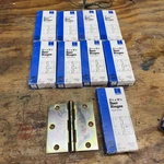 10 Set Hager Door Hinge 1/2 X 3.5 Square Corners Brass Tone Heavy Butt. Fixed Price $40.72.