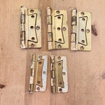 Lot Of 5 Fastinge "no-mortise" Brass Door Hinges, Vintage, Two Sizes. Fixed Price $18.00.
