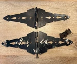 2 Antique Cast Iron Strap Hinges Salvage Hardware Door Lg Gate Latches Locks 16". Fixed Price $48.00.