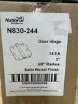 15-PACK National Hardware Door Hinge Satin Nickel 3" X 5/8" Radius N830-244. Fixed Price $39.99.