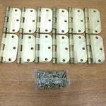 12 Stanley Brass 3.5"X 5/8" Radius Round Door Hinge Interior Made Usa. Fixed Price $24.99.