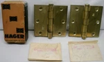Hager 1741 Dull Brass Steel Full Mortise Non Template Button Tip Butts Hinges. Fixed Price $14.99.