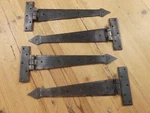 4 Primitive Hand Forged Iron Hinges Cabinet 12" Doors Arrow End. Fixed Price $53.99.