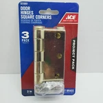 Ace Door Hinges Square Corner 3" Bright Brass #5019881 Pack. Fixed Price $19.75.