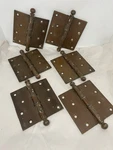 Lot Of 6 Salvage Antique Stanley 4-1/2" Cannonball Tip Sweetheart Door Hinge. Fixed Price $99.00.