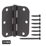Everbilt Door Hinges 12 Pack 3.5IN X 5/8IN Radius Matte Black Squeak Free Steel. Fixed Price $40.77.