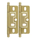 Pair Solid Brass 2-1/2" Non-mortise Ball-tip Cabinet Hinges, Polished Fnsh. Fixed Price $23.50.