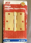Nos Ace 3-1/2" Residential Hinge, Square Corner, 2PK Brass Finish 5297163. Fixed Price $10.00.