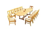 13PC Grade-a Teak Dining Set 118" Mas Oval Trestle Leg Table Osborne Arm Chairs. Fixed Price $5089.06.