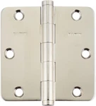 Baldwin 3.5" Solid Brass Corner Plain Bearing Mortise Hinge, Bright Nickel. Fixed Price $13.29.