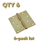 6-PACK Lot National Hardware 4" Square Corner Satin Brass Door Hinge N830-267. Fixed Price $20.62.