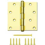 Brainerd 4" Polished Brass Gold Finish Mortise Door Hinge Steel Square Corner. Fixed Price $6.39.