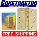 Constructor Door Hinge Ball Bearing 4" X 3" Polished Brass Discount Multiple. Fixed Price $59.98.