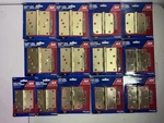 Lot Of 13 Ace Door Hinges 3-4" Satin & Bright Brass Square Radius. Fixed Price $60.00.