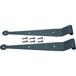 Strap Hinge, 10 In, Black, Screw Mounting, Stainless Steel Powder-coated Finish. Fixed Price $18.99.