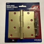 (4) Pack Ace 5297296 Door Hinge-square Corner, Satin Brass, New Inch. Fixed Price $32.00.