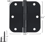 30 Pack Rounded Matte Black Door Hinges 3.5 Inch 5/8" Radius Interior 1/2" .... Fixed Price $41.95.