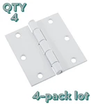 Nos 4-PACK Lot National Hardware N109-183 White 3.5" Door Hinge Square Corner. Fixed Price $25.16.