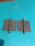 Lot Of 2 Vtg Lawrence Solid Brass Door Hinge Ball Tip X4" Bearing Oilite. Fixed Price $59.95.