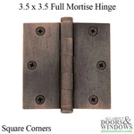 Baldwin 3.5 X Full Mortise Hinge - Square Corner Distressed Oil Rubbed Br. Fixed Price $29.50.