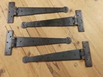 4 Primitive Hand Forged Iron Hinges Cabinet 12" Doors Round End. Fixed Price $52.99.