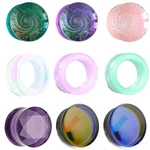 Ear Gauges Stretching Plugs Solid Glass Double Saddle Tunnels 2G -1 Inch. Fixed Price $20.99.