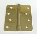 (3) Hager RC1741-US3 3.5" Residential Bright Brass Door Hinges Round 1/4" Radius. Fixed Price $10.15.