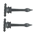 2 Pcs Black Door Strap Hinge 9" Wrought Iron Spear Tip Renovators Supply. Fixed Price $41.99.