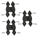 Cabinet Hinge Hardware Black Iron Quad Spear Design Screws Included Set Of 3. Fixed Price $25.99.