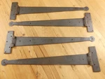 4 Huge Strap Hinges Tee Round Primitive Gate Door Rustic Medieval Iron Large. Fixed Price $129.99.