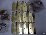 Lot Of 11 Brainerd Brass Plated Round 3-1/2" Corner Hinge B1480 With Hardware. Fixed Price $24.26.