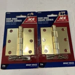 (2) Pack Ace 3 Door Hinge Square Corner 5296926 New Bright Brass. Fixed Price $16.43.