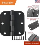 Matte Black 3.5" Door Hinges, 30 Pack, 5/8" Radius, Flat Iron Design. Fixed Price $55.09.