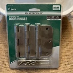 Mastercraft 3 Pack Removable Door Hinges 1/2" 5/8"ROUND Satin Nickel Silver. Fixed Price $14.99.