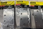 3-PACK Stanley 05-0056-SPF179 Commercial Door Hinges Satin Chrome 4 1/2-IN. Fixed Price $24.95.
