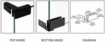 Black Surface Mount Glass Door Hinges Stereo Cabinet For 3/16" And 1/4". Fixed Price $16.50.