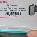 Portals Taiga TAG81148.622 90 Wall/glass Hinge Short Backplate Matte Black. Fixed Price $180.00.