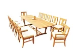 A-grade Teak 13PC Dining 118" Mas Rectangle Trestle Leg Table Osborne Chair Set. Fixed Price $4595.66.